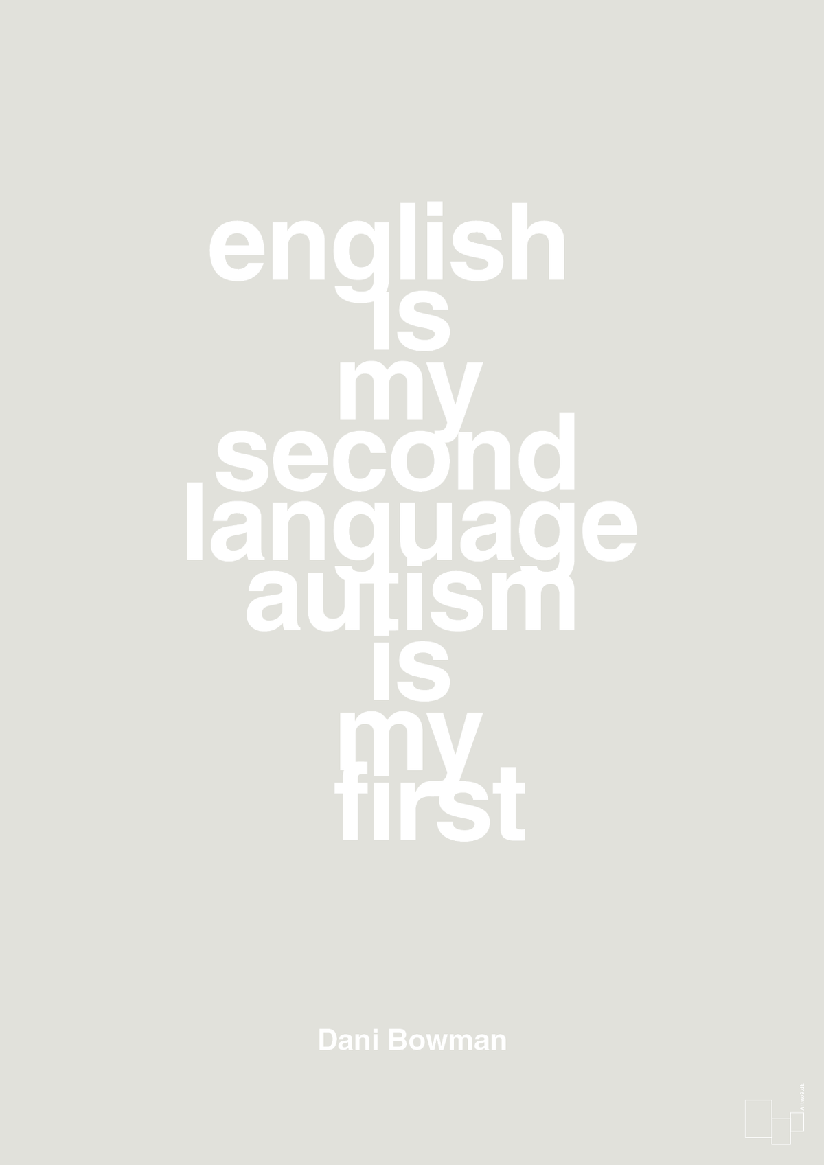 plakat: english is my second language autism is my first - painters white-Autisme-A1two3
