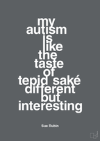 plakat: my autism is like the taste of tepid saké different but interesting - graphic charcoal-Autisme-A1two3
