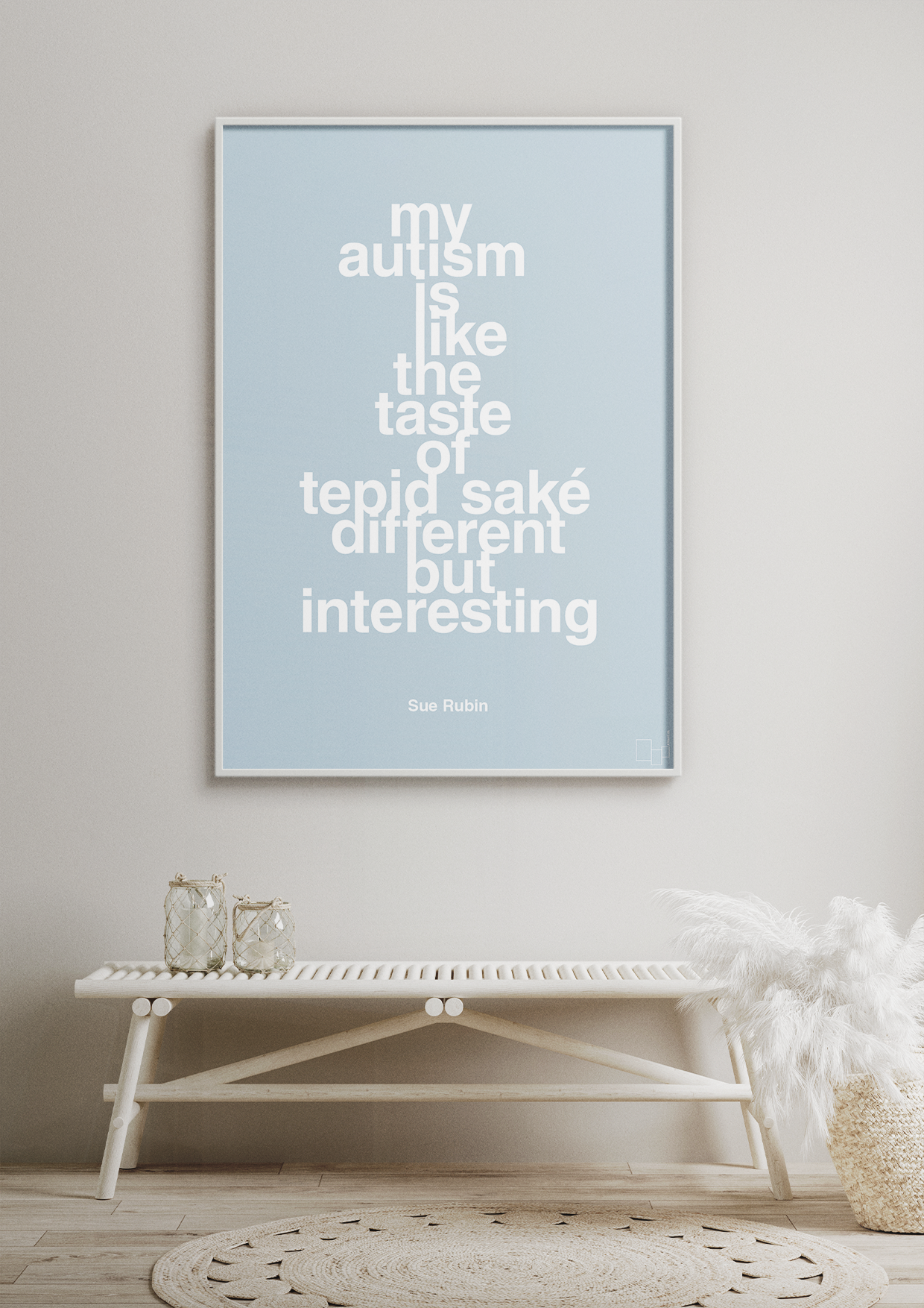 plakat: my autism is like the taste of tepid saké different but interesting - graphic charcoal-Autisme-A1two3
