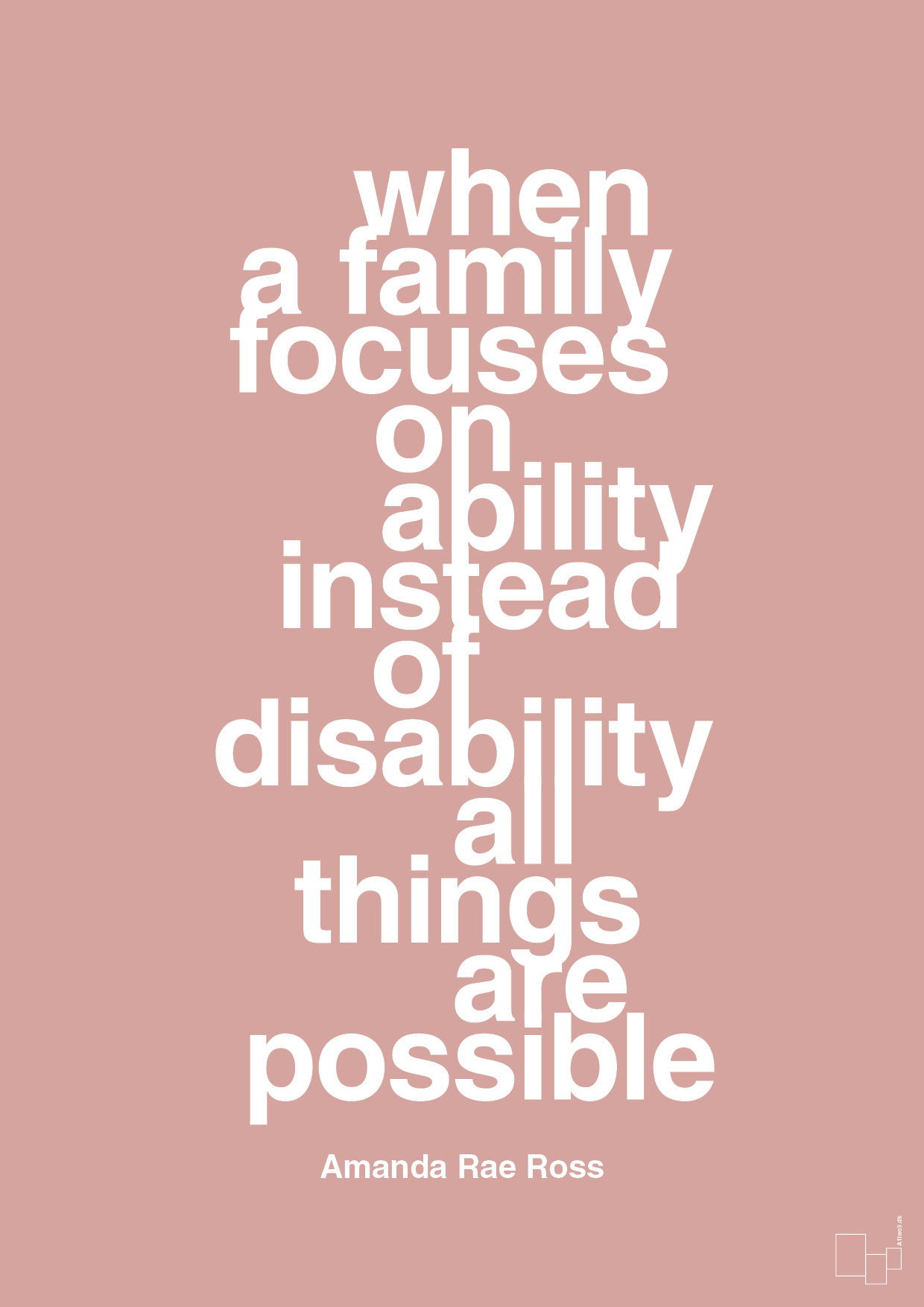 plakat: when a family focuses on ability instead of disability all things are possible - bubble shell-Autisme-A1two3