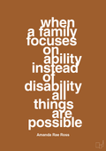 plakat: when a family focuses on ability instead of disability all things are possible - cognac-Autisme-A1two3