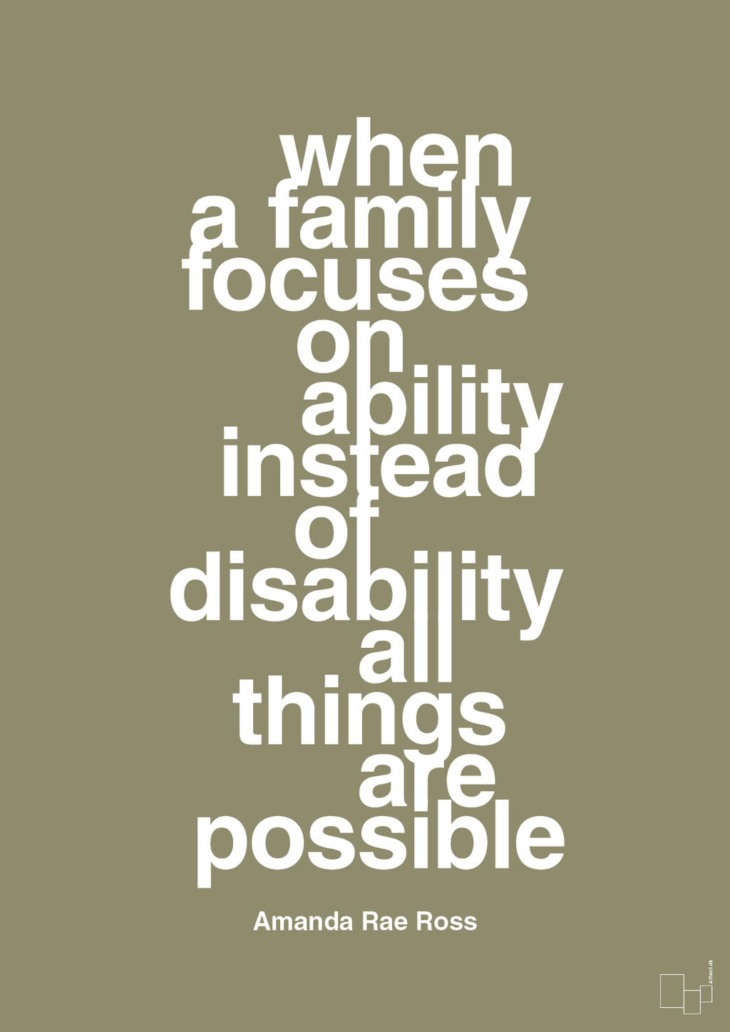 plakat: when a family focuses on ability instead of disability all things are possible - misty forrest-Autisme-A1two3