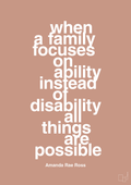 plakat: when a family focuses on ability instead of disability all things are possible - powder-Autisme-A1two3