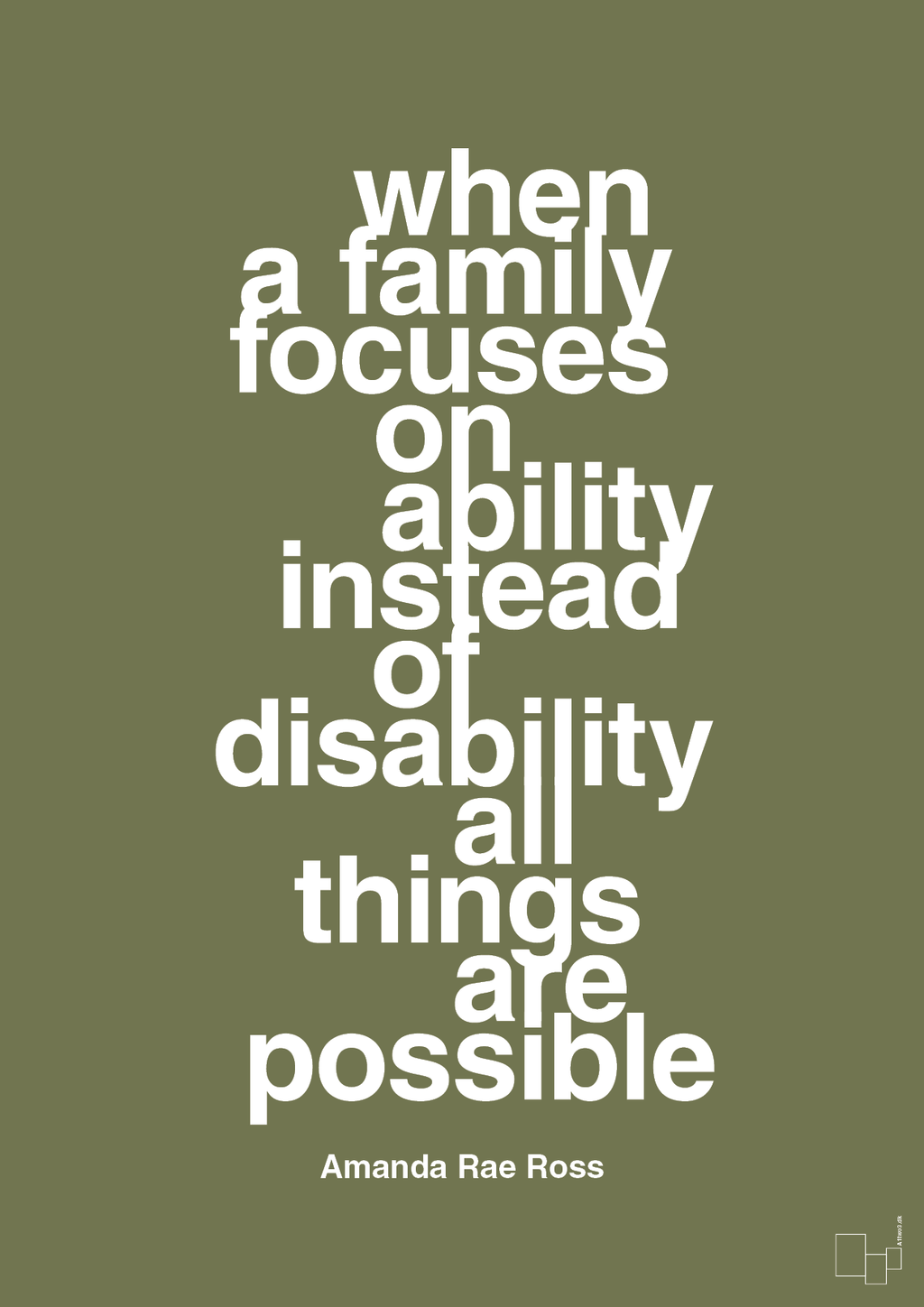 plakat: when a family focuses on ability instead of disability all things are possible - secret meadow-Autisme-A1two3