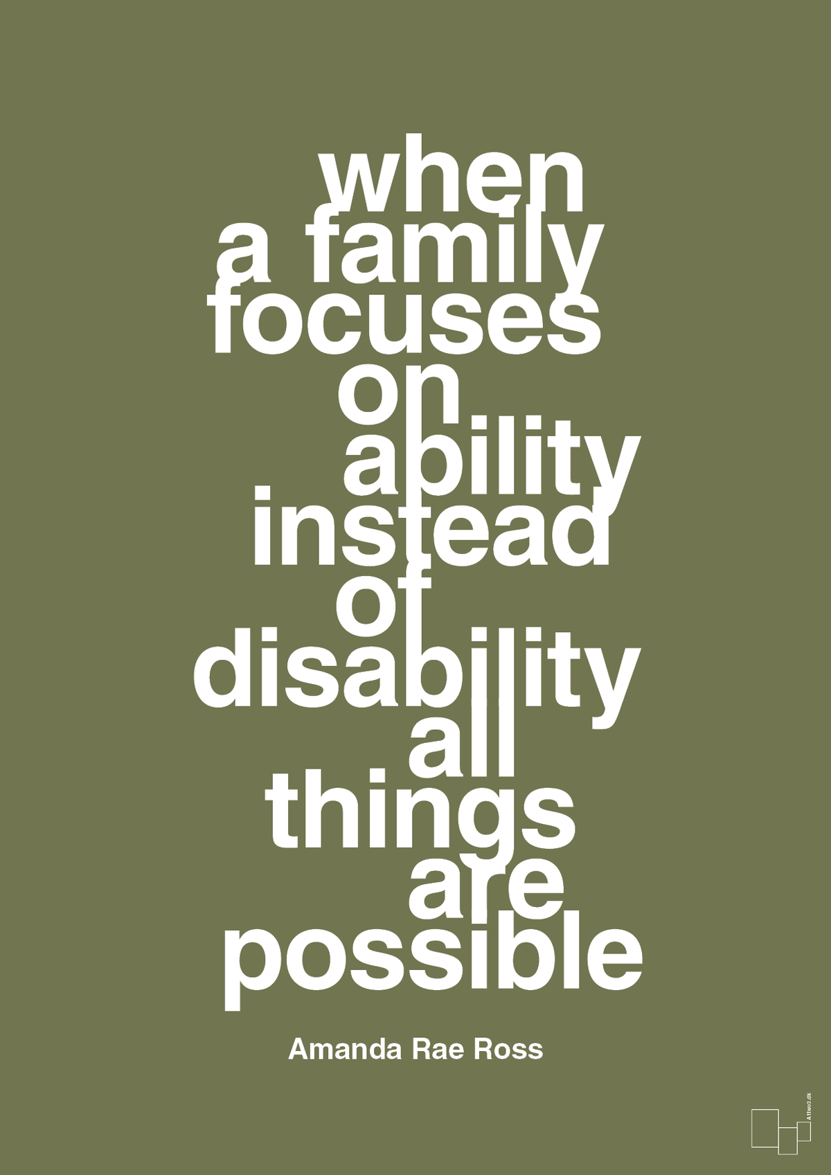 plakat: when a family focuses on ability instead of disability all things are possible - secret meadow-Autisme-A1two3