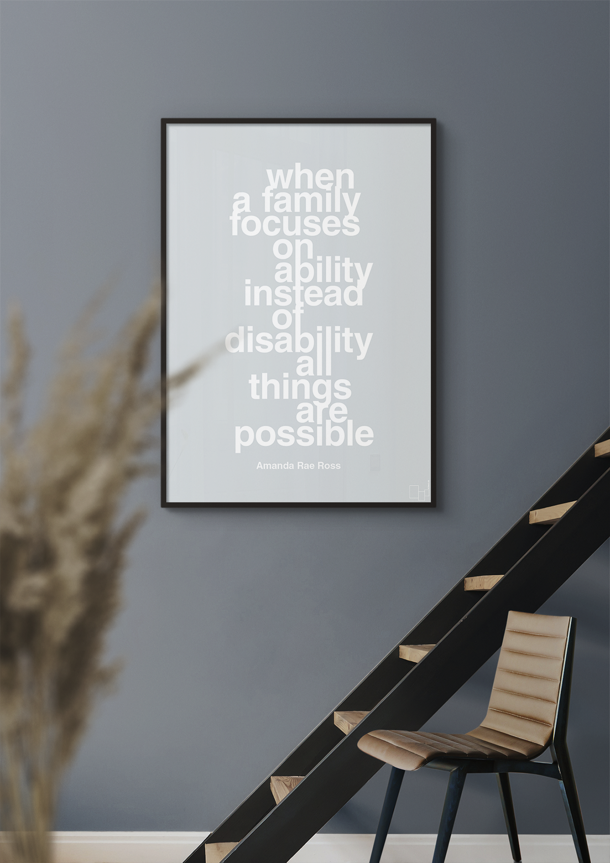 plakat: when a family focuses on ability instead of disability all things are possible - graphic charcoal-Autisme-A1two3