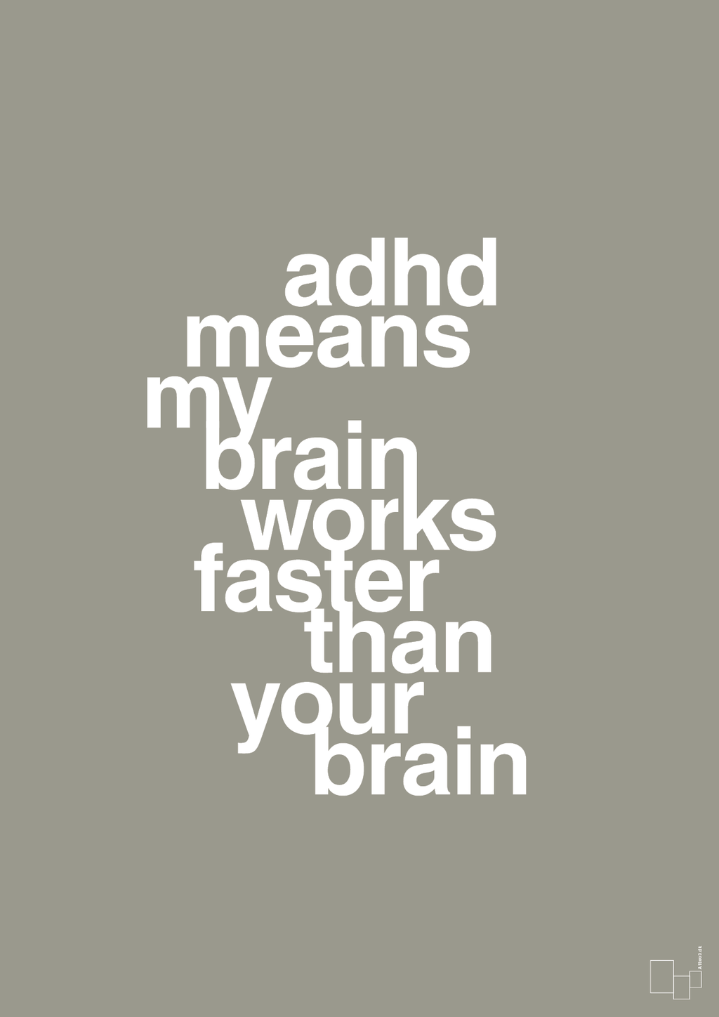 plakat: adhd means my brain works faster than your brain - battleship gray-ADHD-A1two3