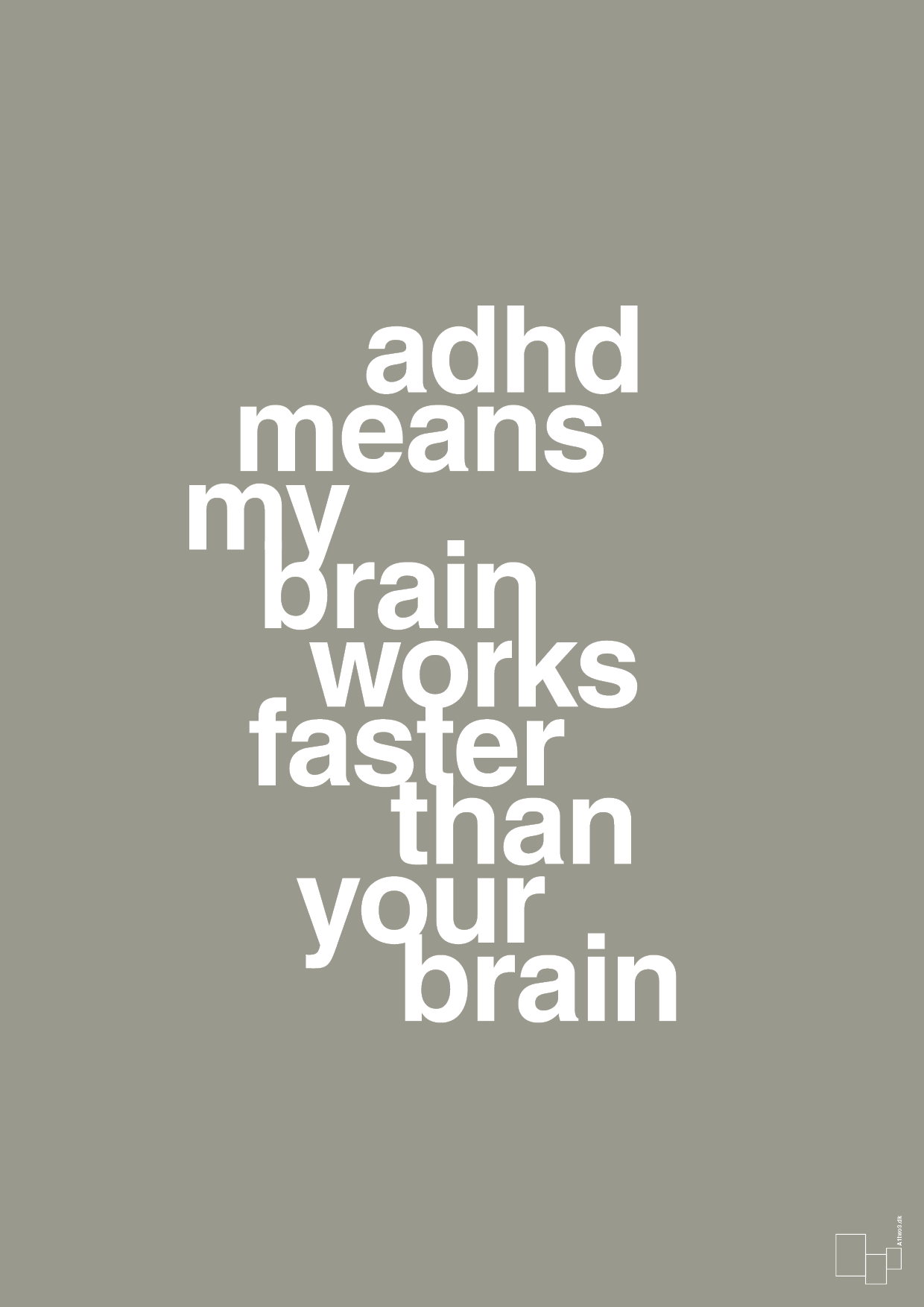 plakat: adhd means my brain works faster than your brain - battleship gray-ADHD-A1two3
