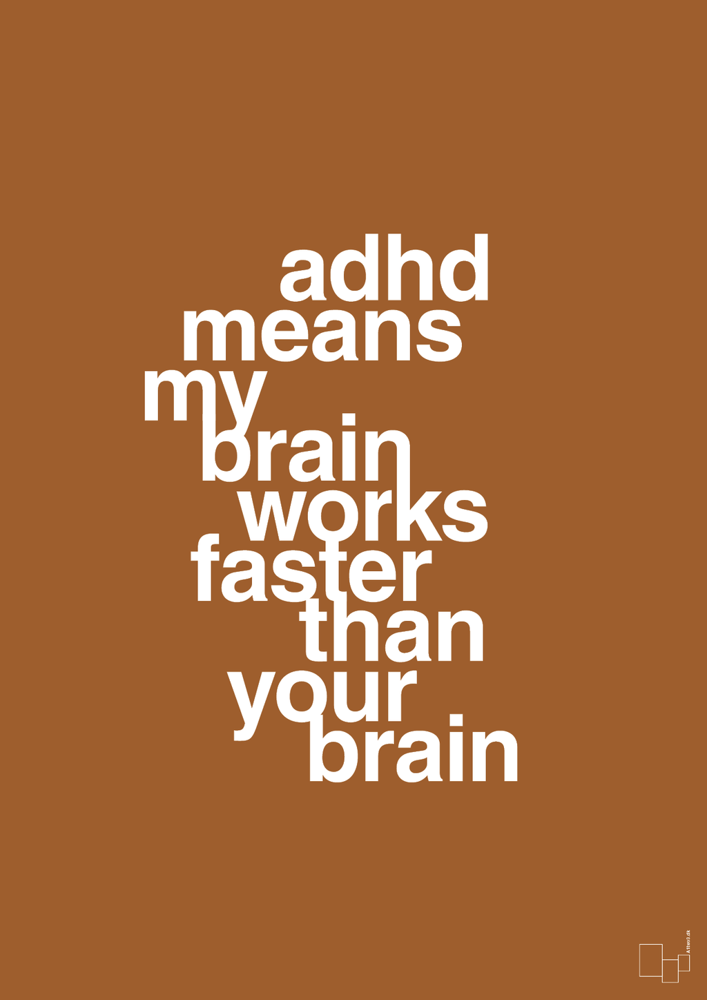 plakat: adhd means my brain works faster than your brain - cognac-ADHD-A1two3