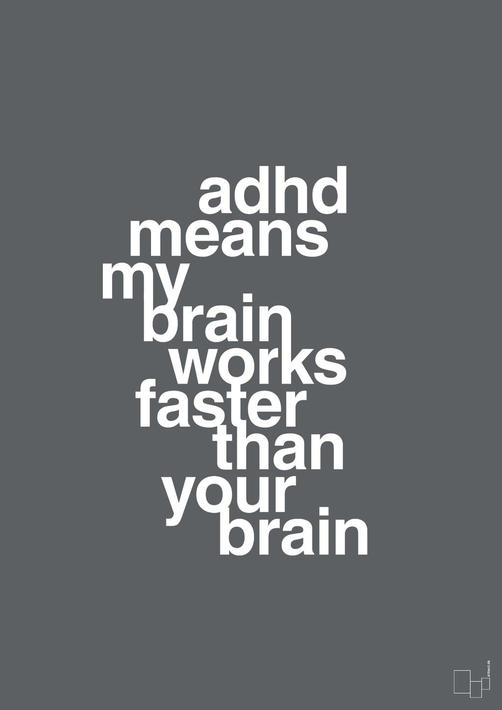 plakat: adhd means my brain works faster than your brain - graphic charcoal-ADHD-A1two3