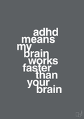 plakat: adhd means my brain works faster than your brain - graphic charcoal-ADHD-A1two3