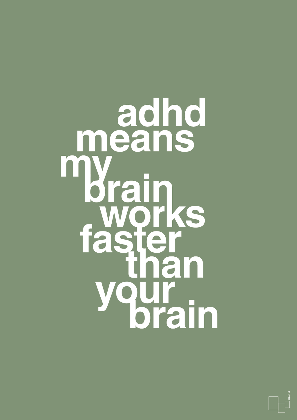 plakat: adhd means my brain works faster than your brain - jade-ADHD-A1two3