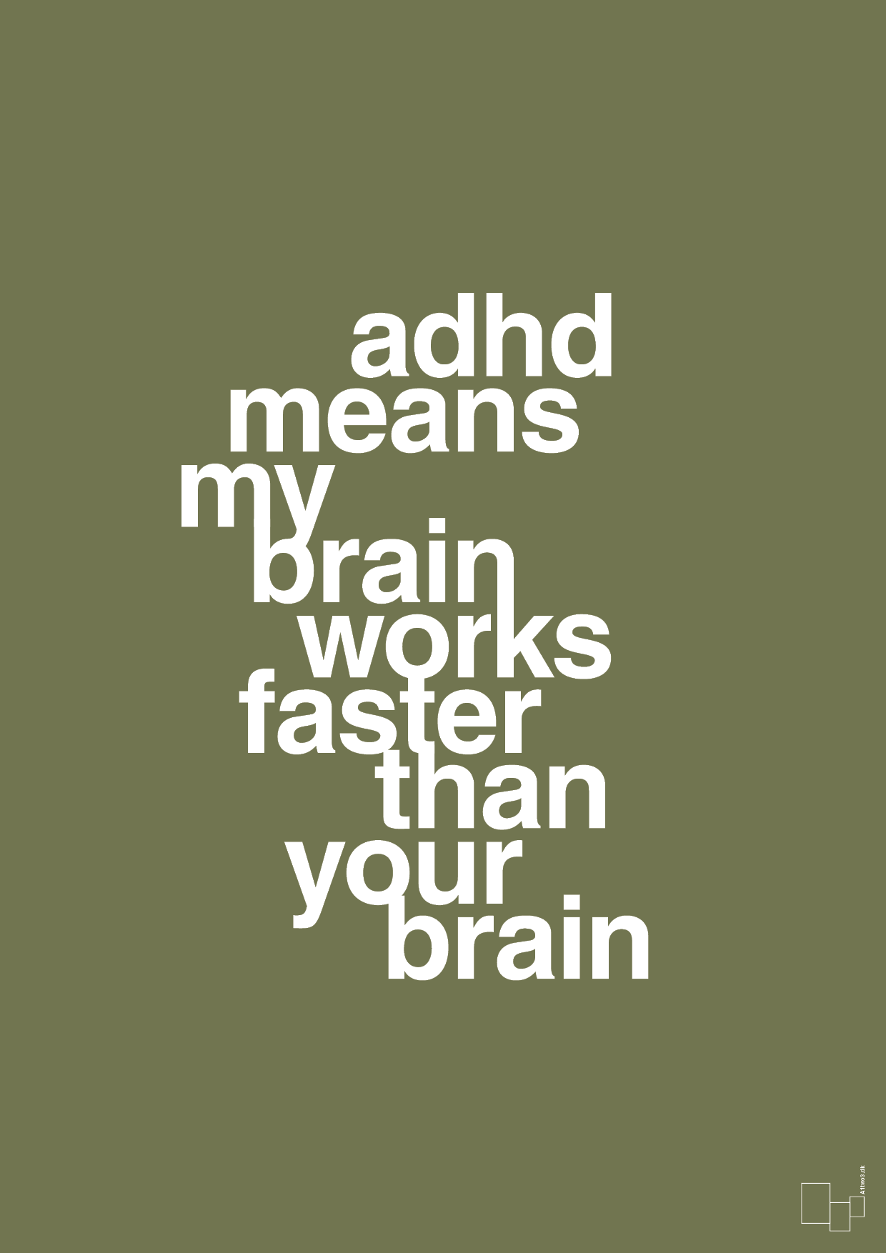 plakat: adhd means my brain works faster than your brain - secret meadow-ADHD-A1two3