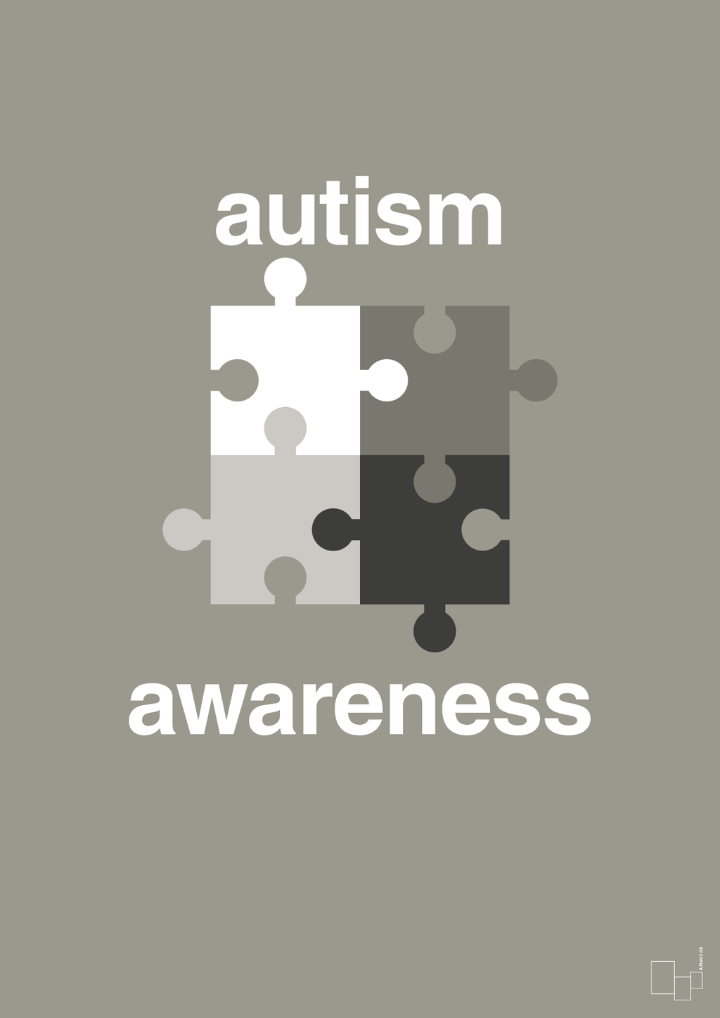 plakat: autism awareness - battleship gray-Autisme-A1two3