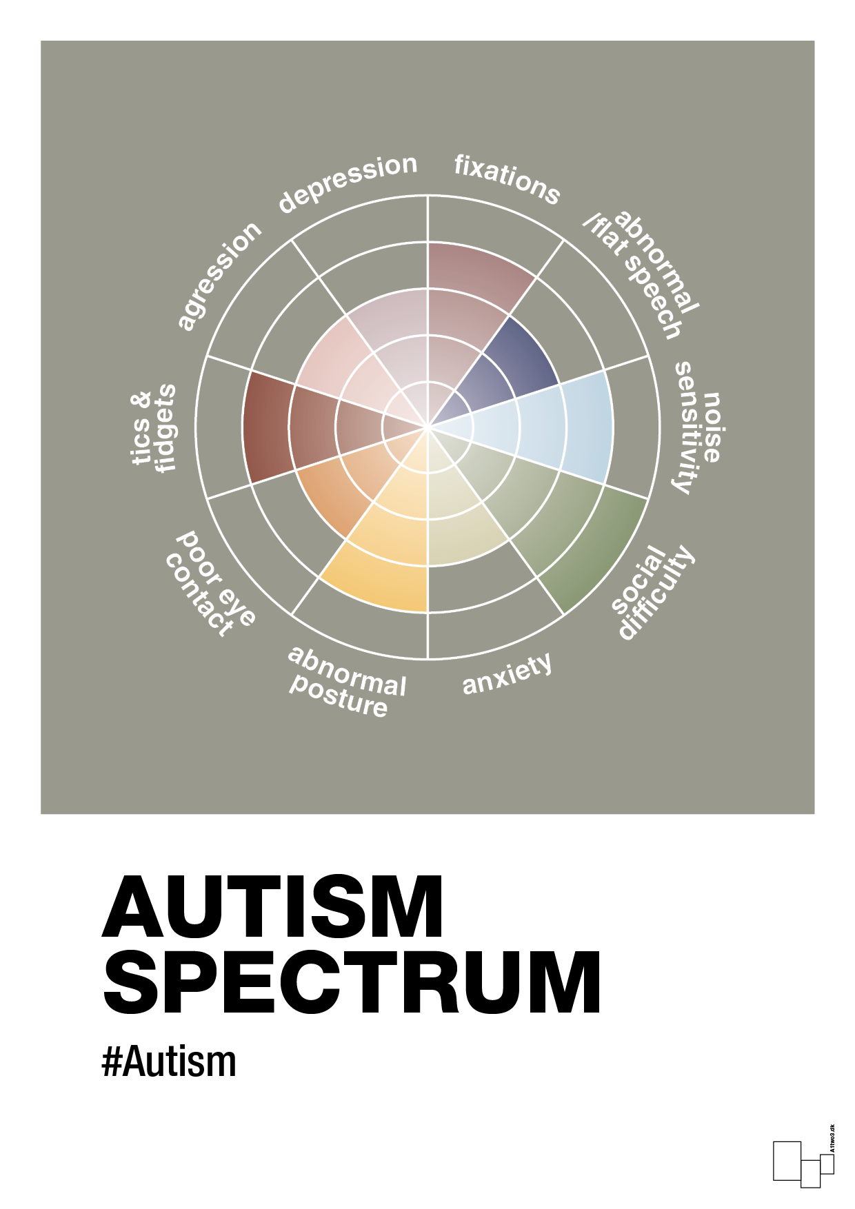 plakat: autism spectrum - battleship gray-Autisme-A1two3