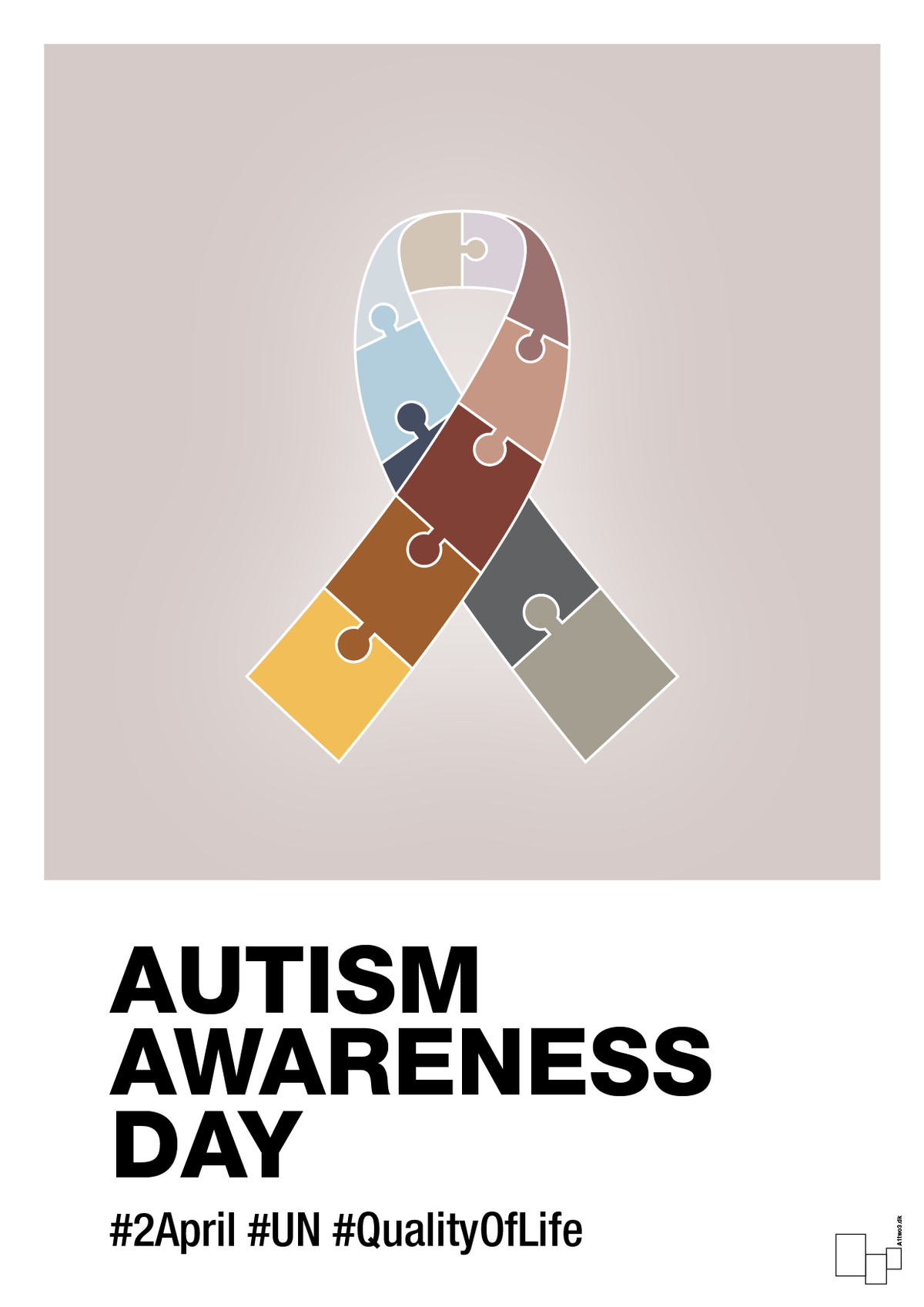 plakat: autism awareness day in fullcolor - broken beige-Autisme-A1two3
