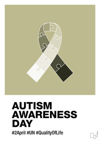 plakat: autism awareness day in monocolor