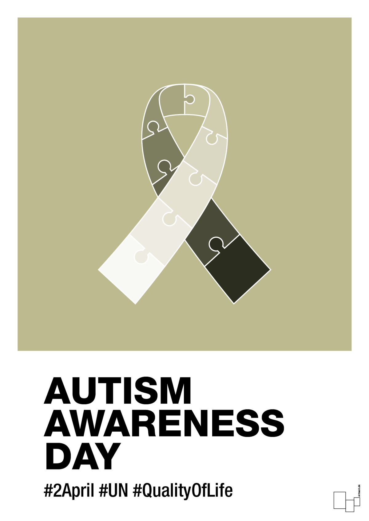 plakat: autism awareness day in monocolor - back to nature-Autisme-A1two3