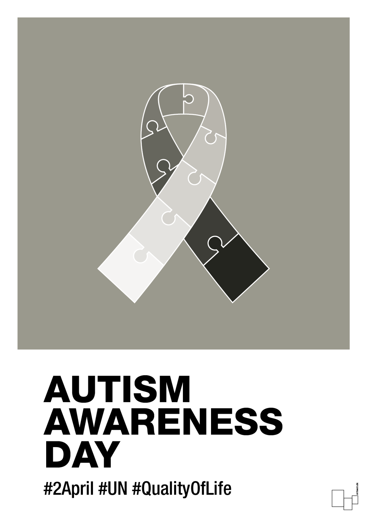 plakat: autism awareness day in monocolor - battleship gray-Autisme-A1two3