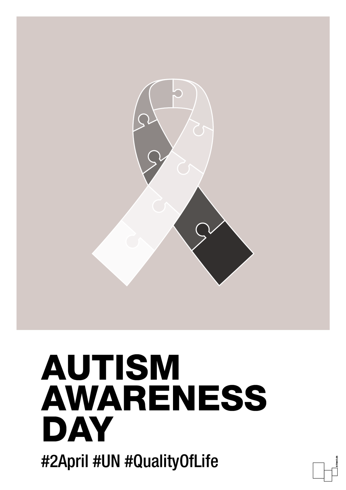 plakat: autism awareness day in monocolor - broken beige-Autisme-A1two3