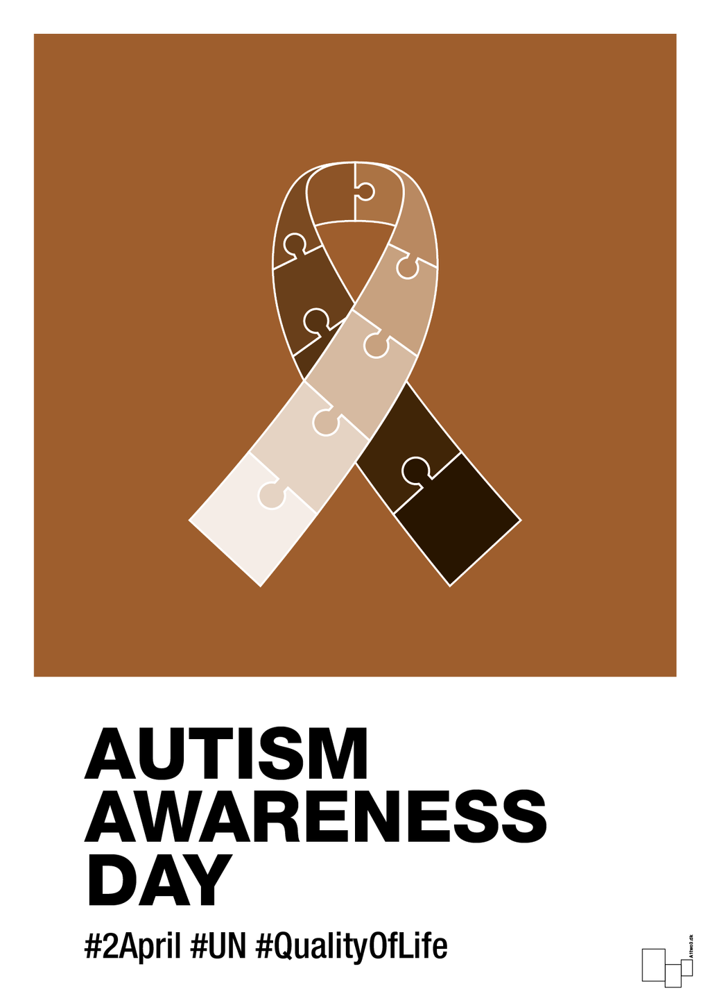 plakat: autism awareness day in monocolor - cognac-Autisme-A1two3