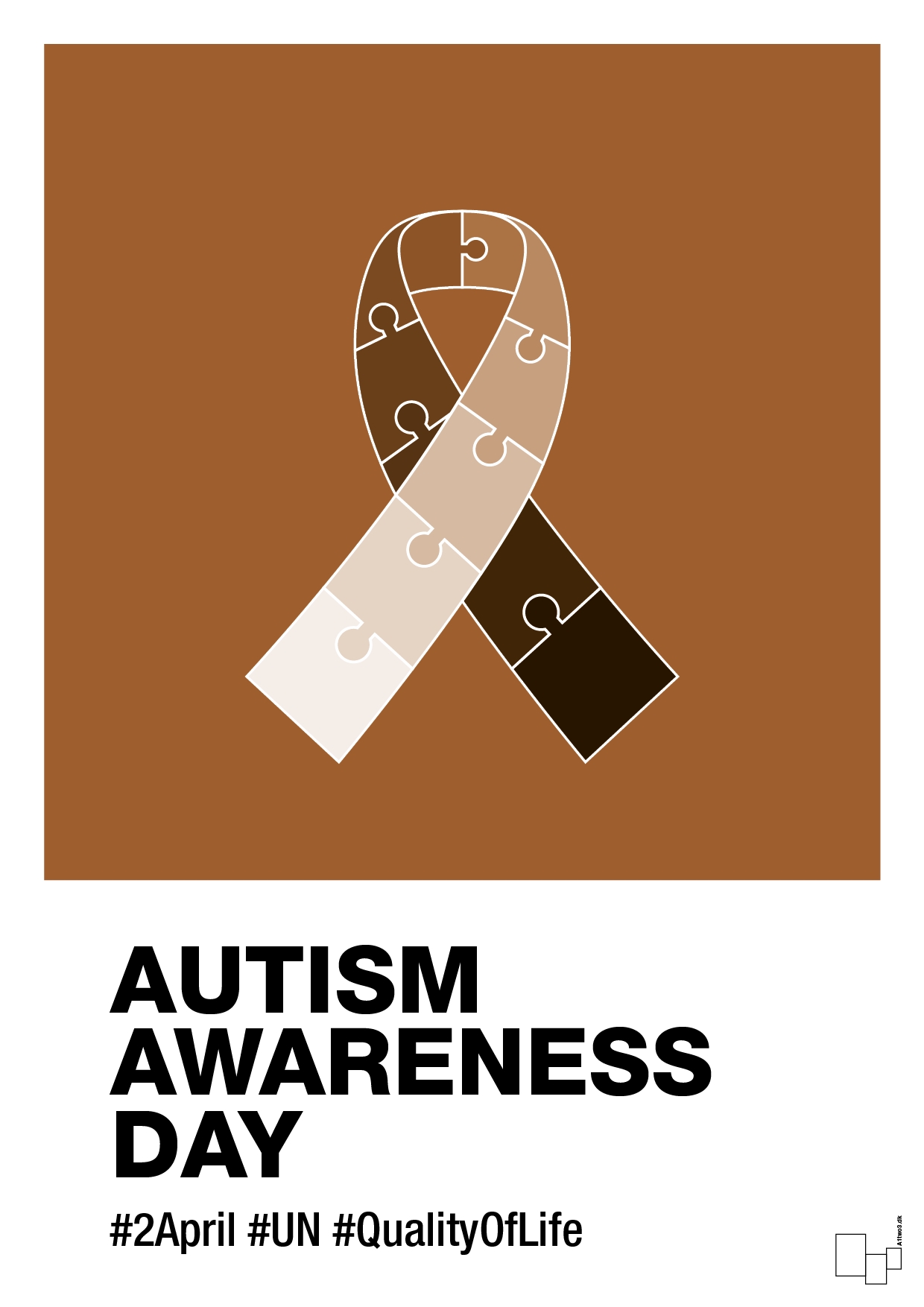 plakat: autism awareness day in monocolor - cognac-Autisme-A1two3
