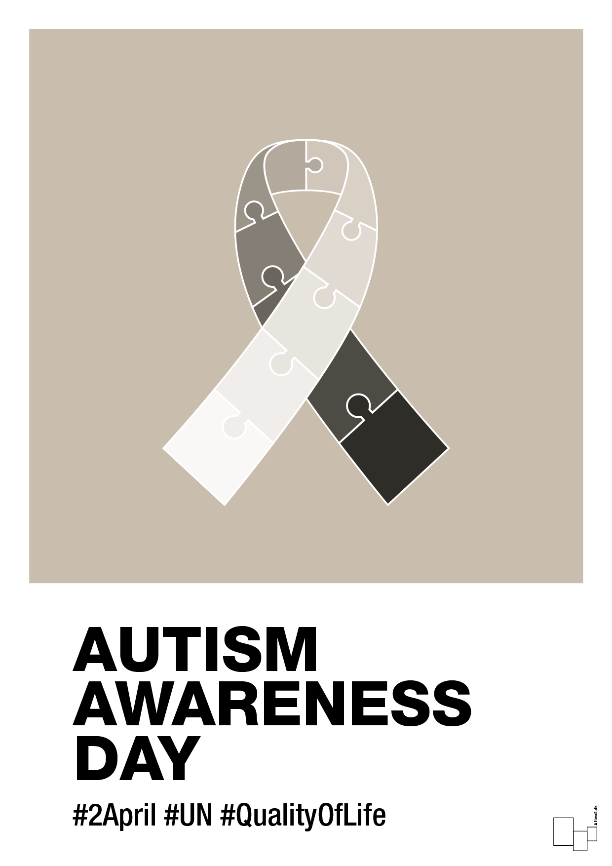 plakat: autism awareness day in monocolor - creamy mushroom-Autisme-A1two3