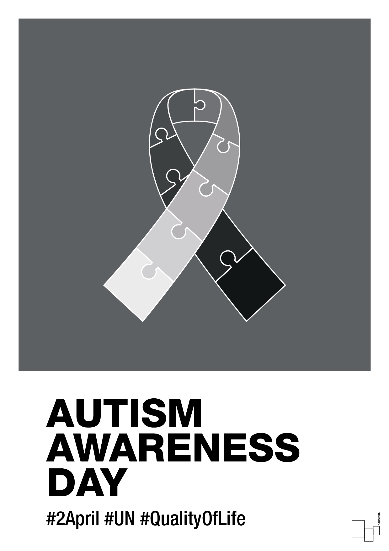 plakat: autism awareness day in monocolor - graphic charcoal-Autisme-A1two3