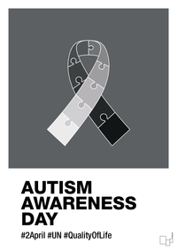 plakat: autism awareness day in monocolor