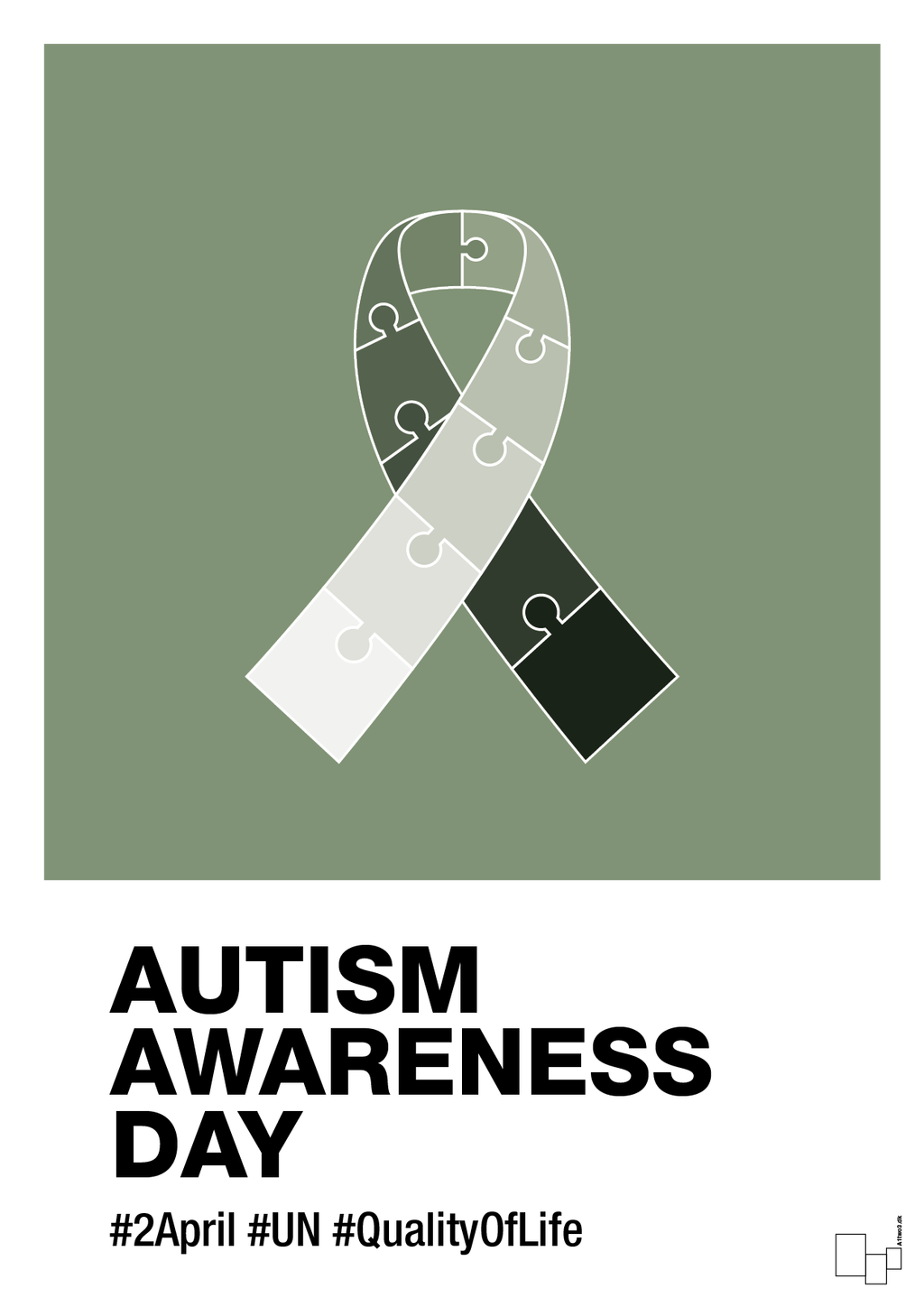 plakat: autism awareness day in monocolor - jade-Autisme-A1two3