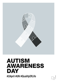 plakat: autism awareness day in monocolor