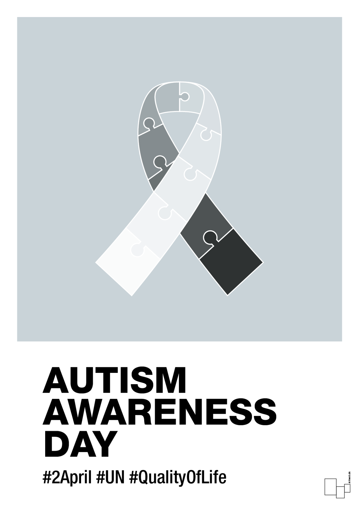 plakat: autism awareness day in monocolor - light drizzle-Autisme-A1two3