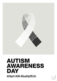 plakat: autism awareness day in monocolor