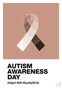 plakat: autism awareness day in monocolor