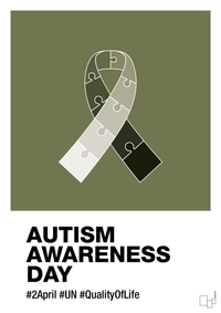 plakat: autism awareness day in monocolor