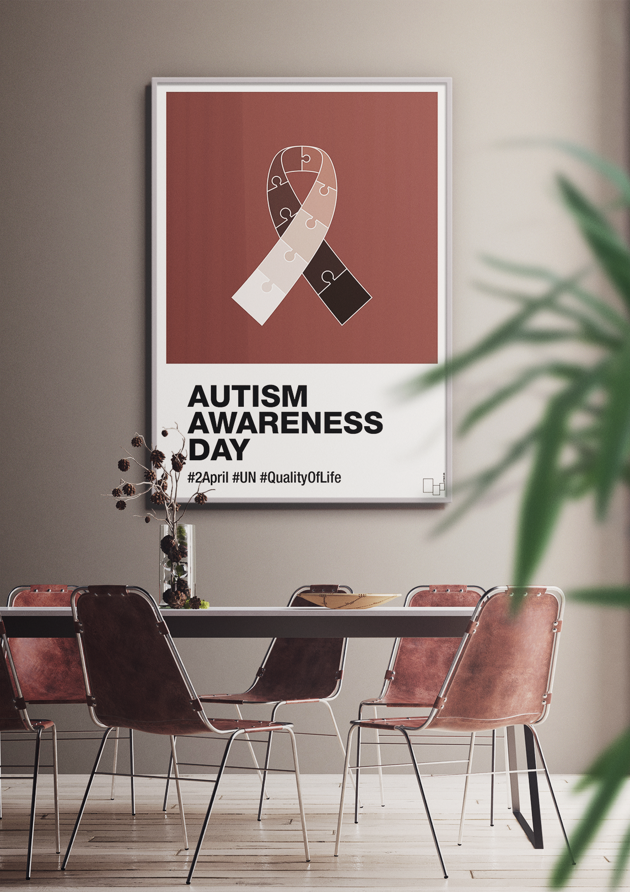 plakat: autism awareness day in monocolor - graphic charcoal-Autisme-A1two3