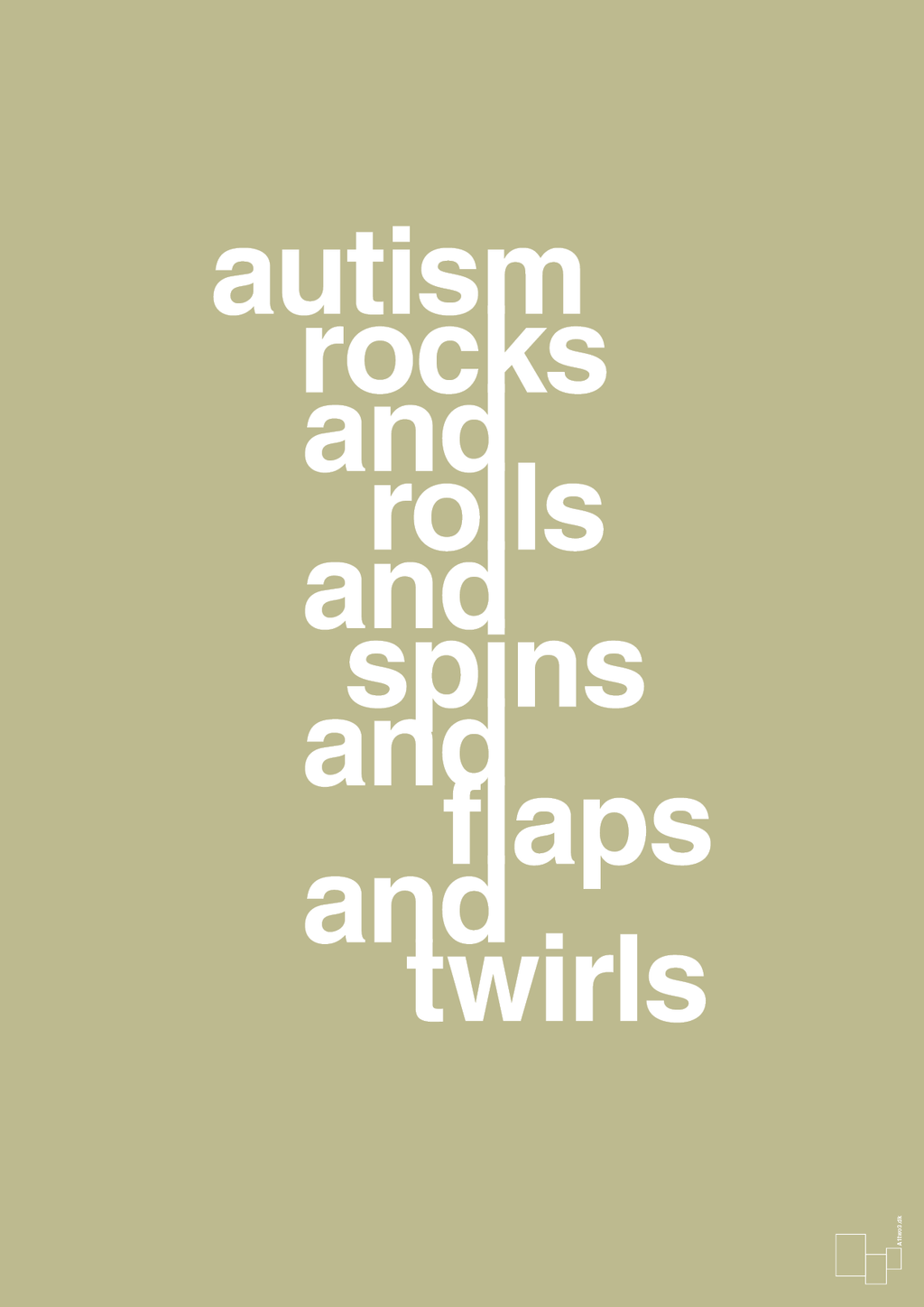 plakat: autism rocks and rolls and spins and flaps and twirls - back to nature-Autisme-A1two3