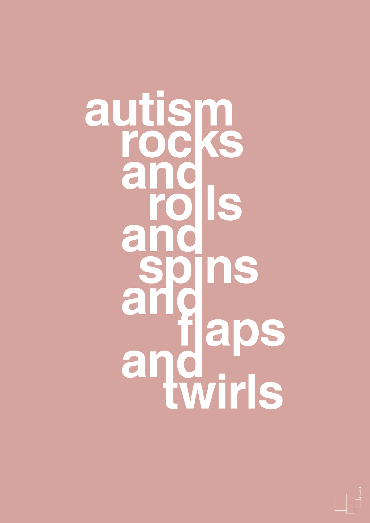 plakat: autism rocks and rolls and spins and flaps and twirls - bubble shell-Autisme-A1two3