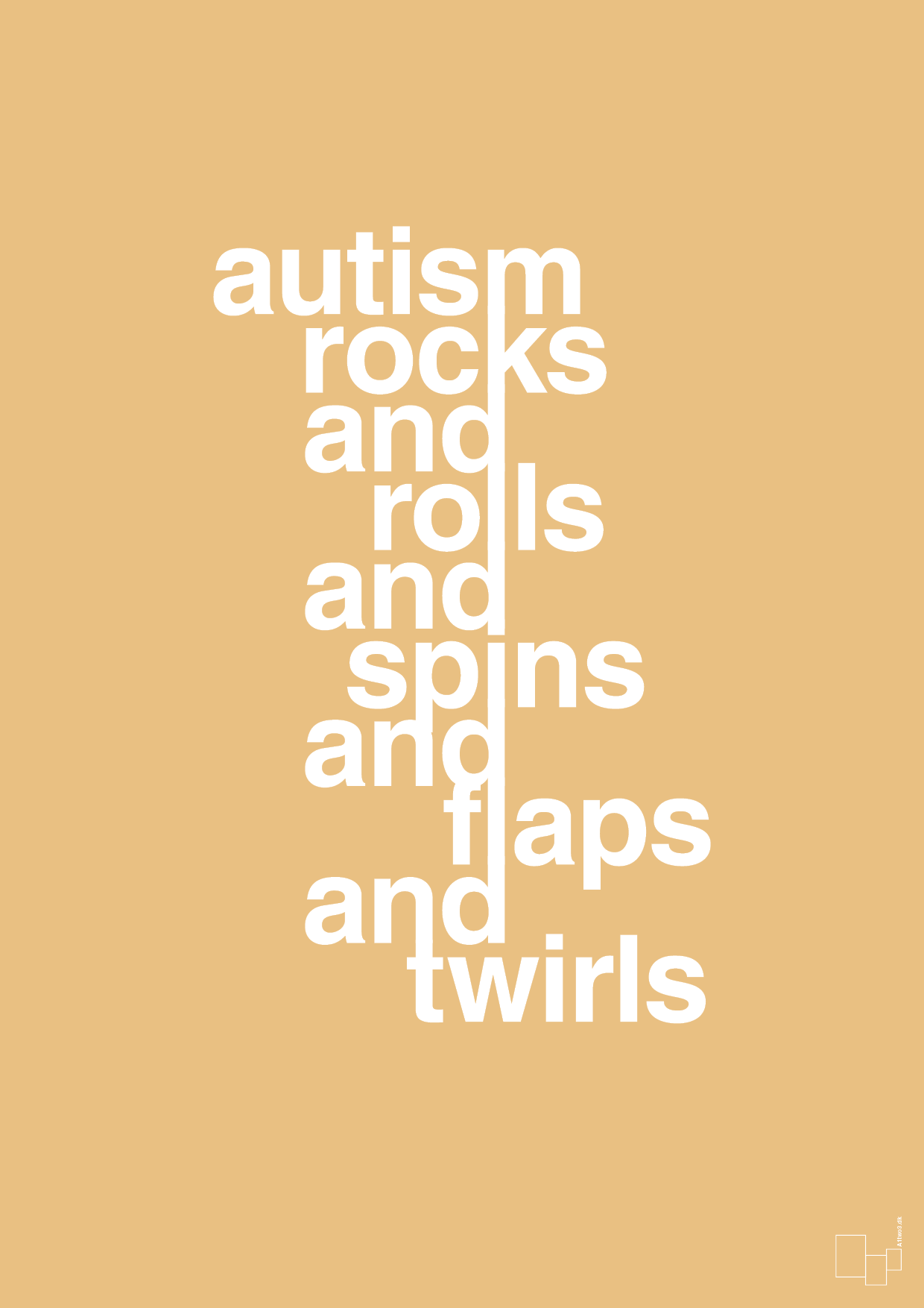 plakat: autism rocks and rolls and spins and flaps and twirls - charismatic-Autisme-A1two3