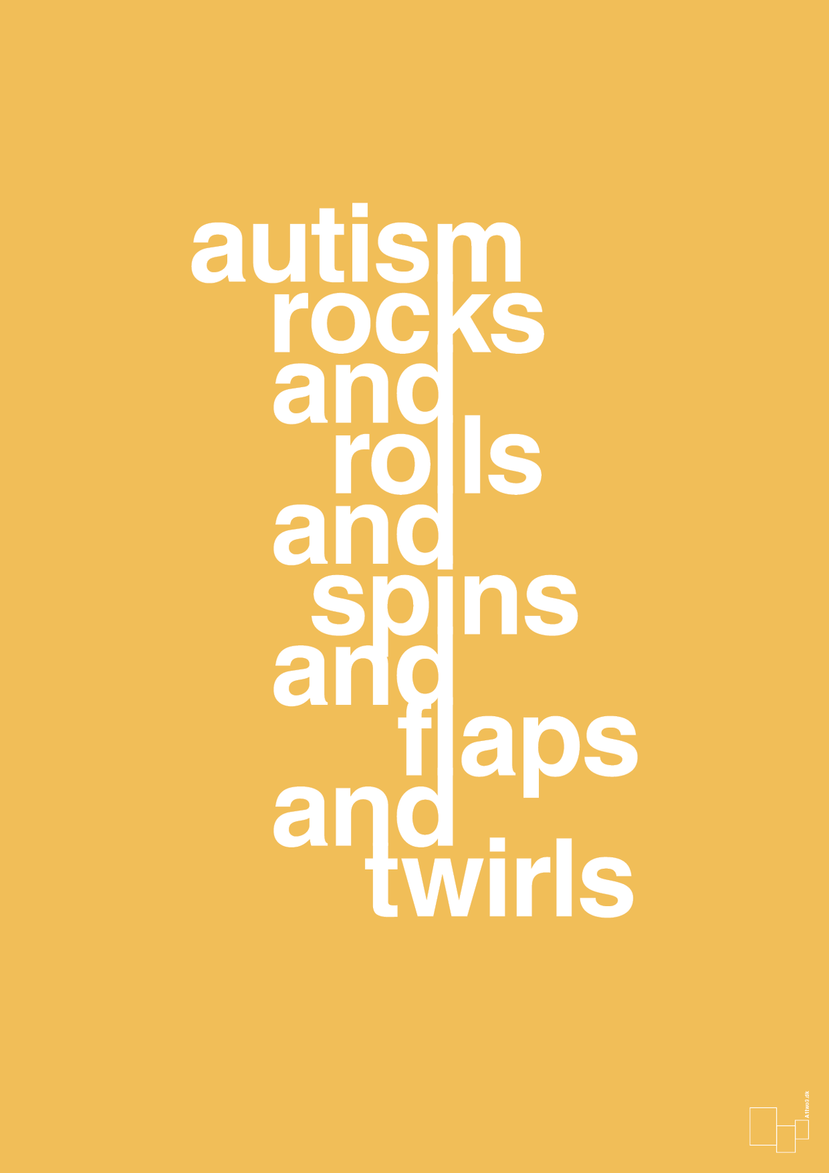 plakat: autism rocks and rolls and spins and flaps and twirls - honeycomb-Autisme-A1two3