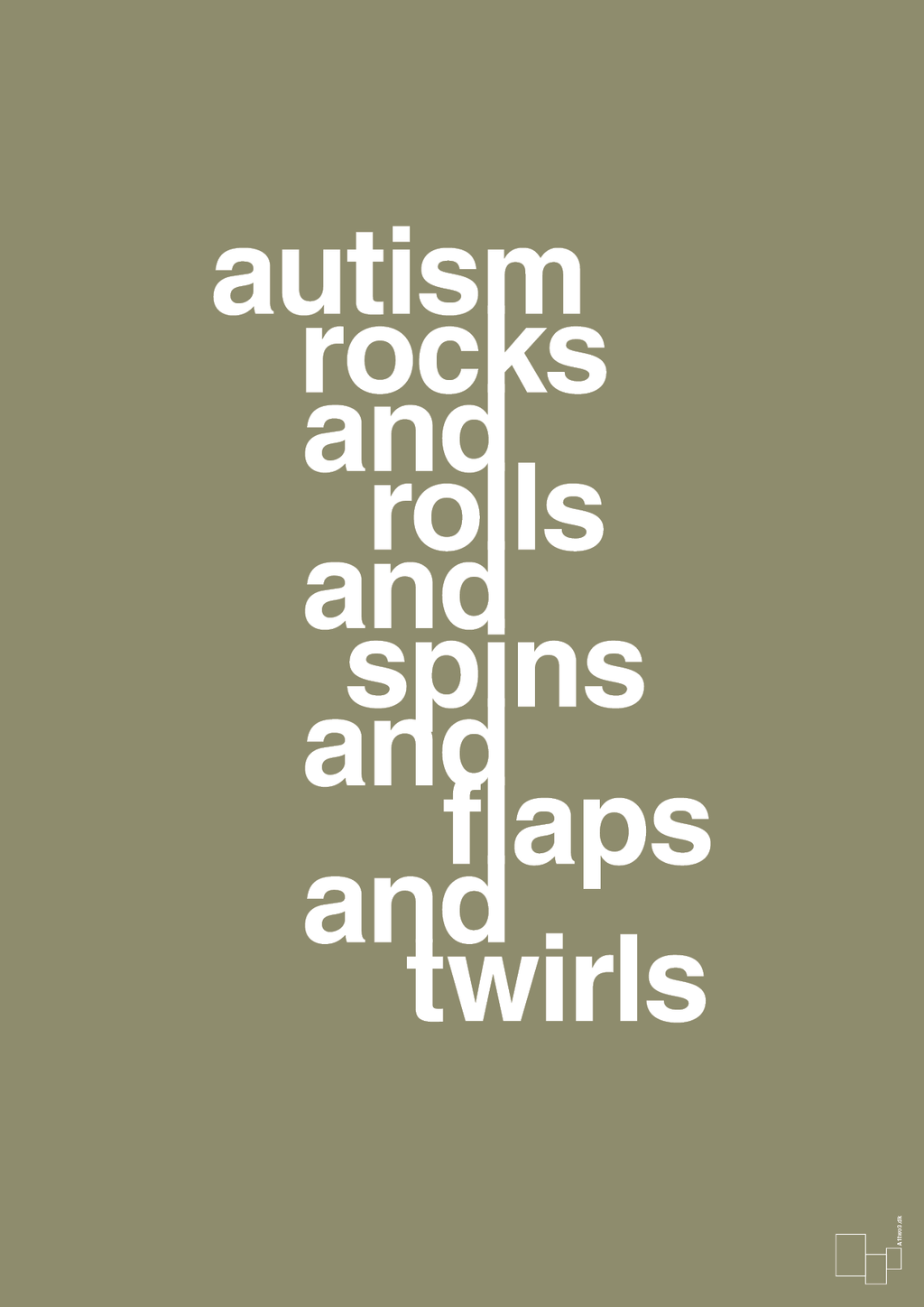 plakat: autism rocks and rolls and spins and flaps and twirls - misty forrest-Autisme-A1two3