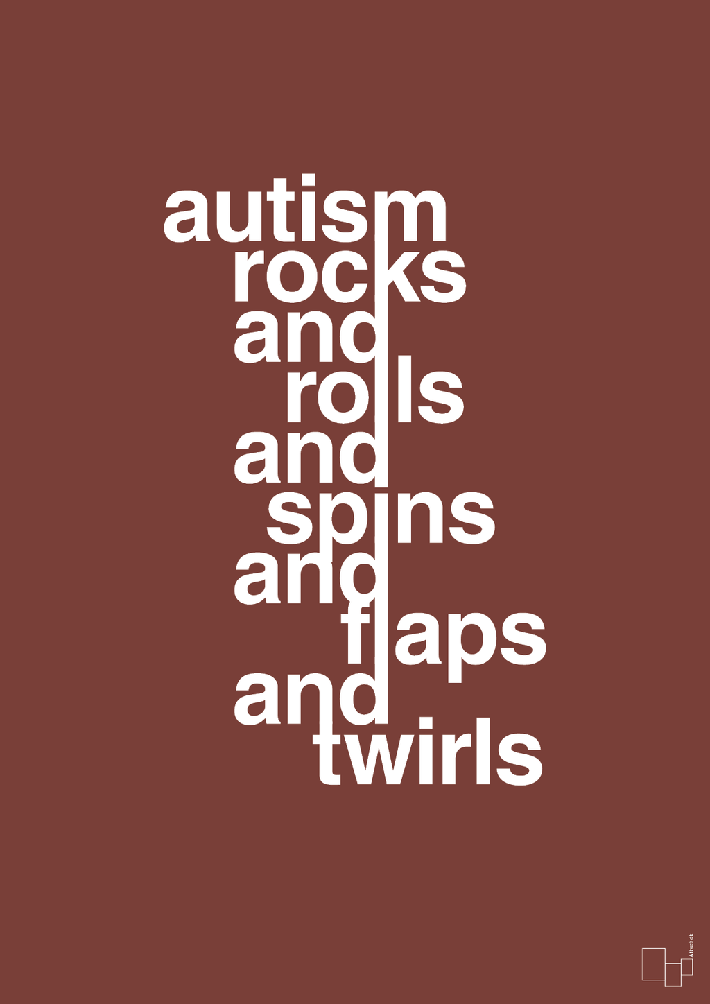 plakat: autism rocks and rolls and spins and flaps and twirls - red pepper-Autisme-A1two3