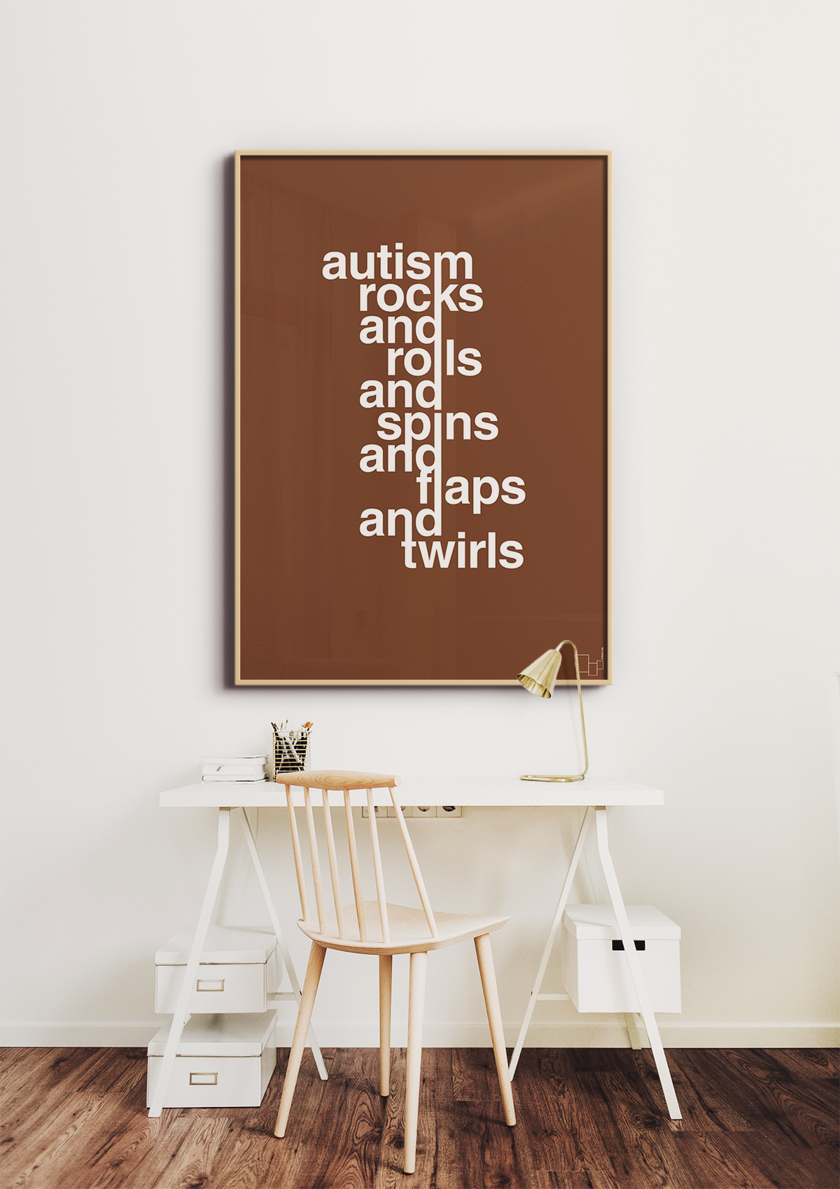 plakat: autism rocks and rolls and spins and flaps and twirls - light drizzle-Autisme-A1two3