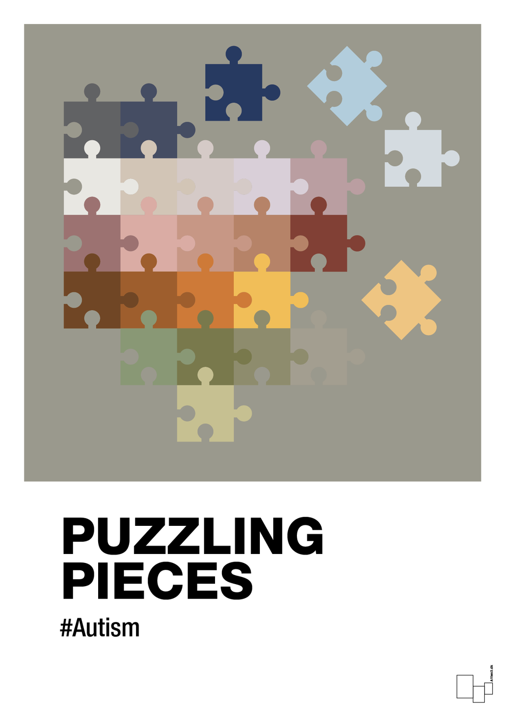 plakat: puzzling pieces - battleship gray-Autisme-A1two3