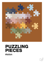plakat: puzzling pieces - cognac-Autisme-A1two3