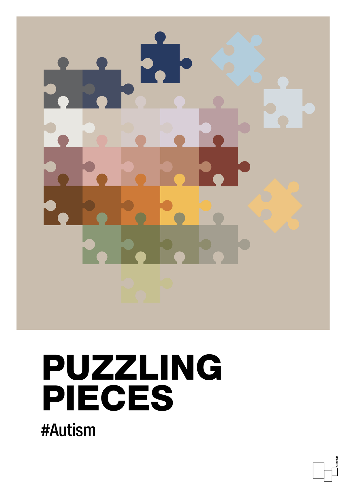 plakat: puzzling pieces - creamy mushroom-Autisme-A1two3