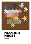 plakat: puzzling pieces - dark brown-Autisme-A1two3