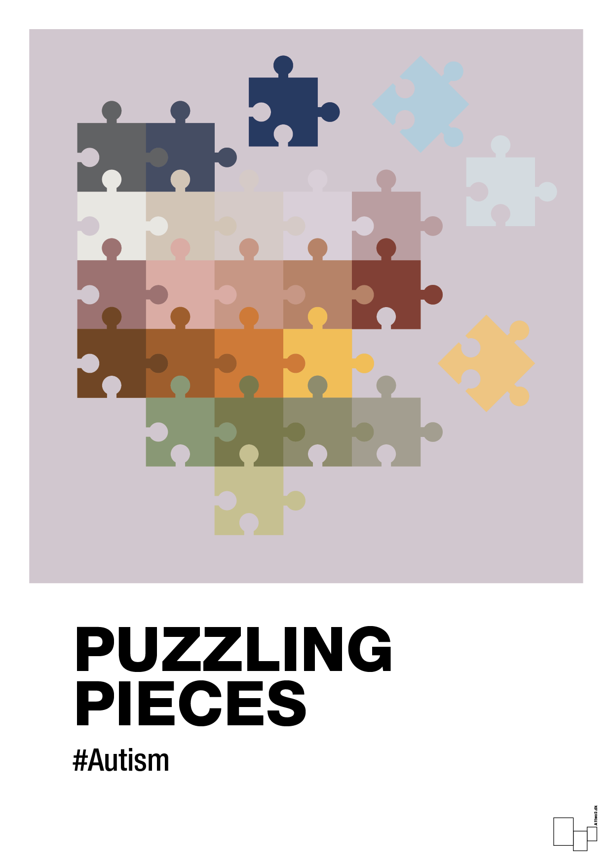 plakat: puzzling pieces - dusty lilac-Autisme-A1two3