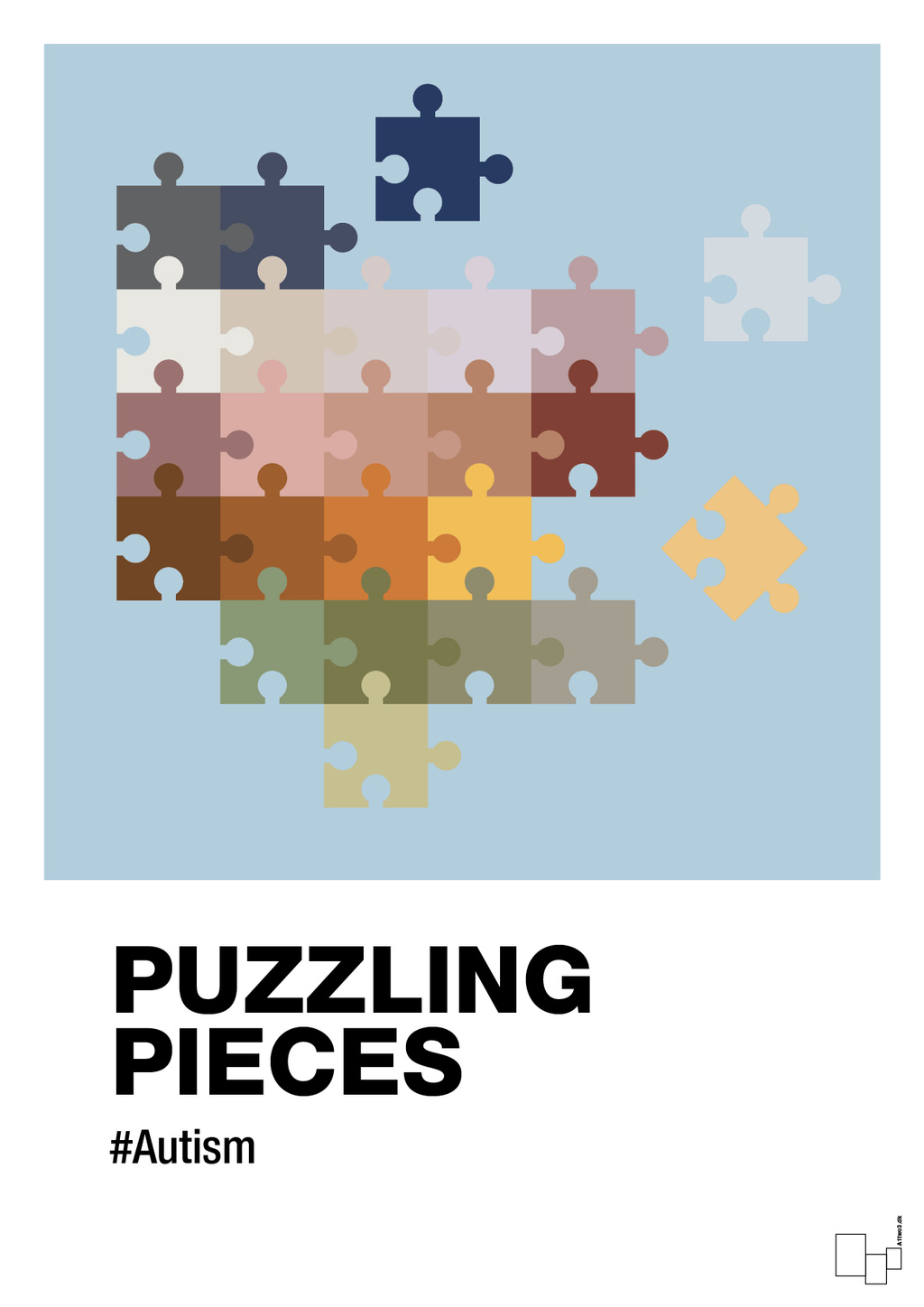 plakat: puzzling pieces - heavenly blue-Autisme-A1two3