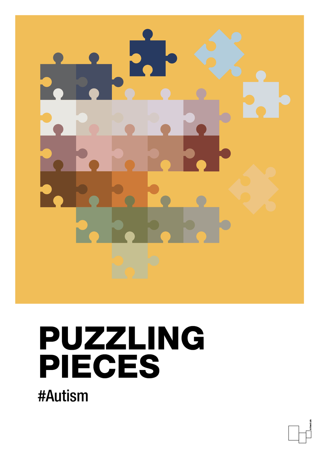 plakat: puzzling pieces - honeycomb-Autisme-A1two3